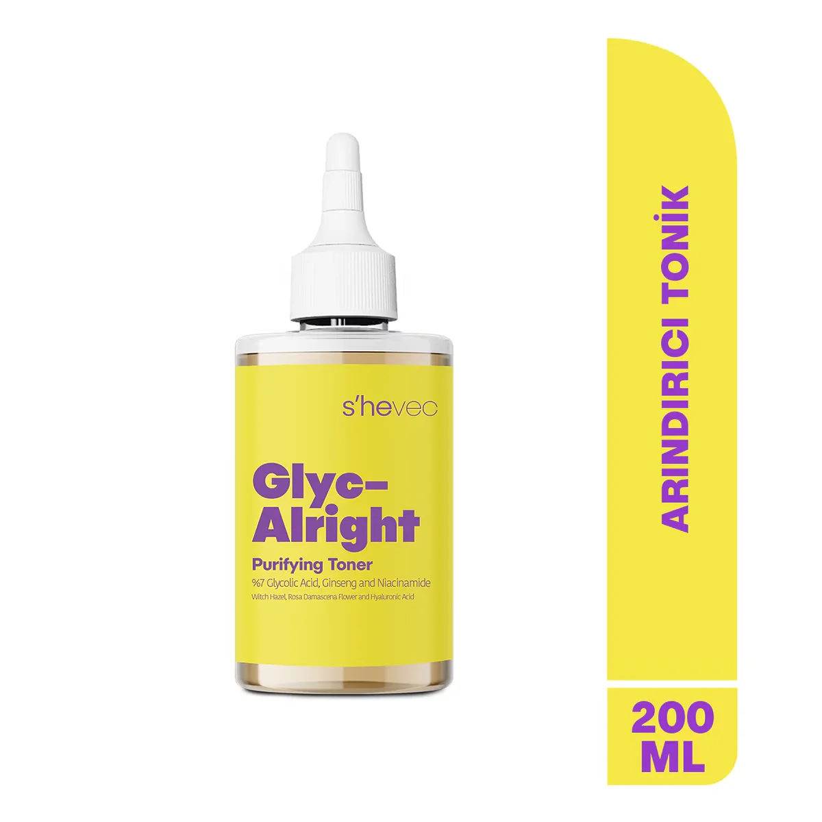 She Vec Glyc-alright -7 glycolic Acid + Ginseng + Niacinamide 200 ml