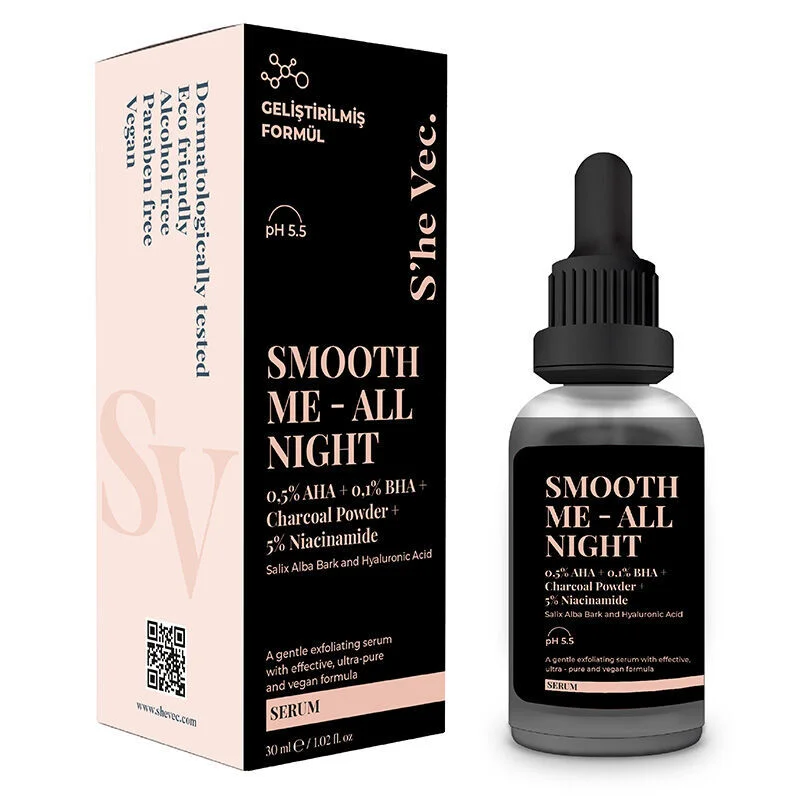 Сыворотка для лица с активированным углем She Vec Smooth Me All Night 30 мл