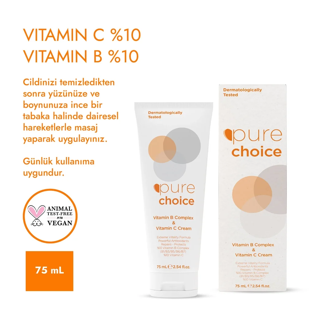 Pure Choice كريم العناية بالبشرة بفيتامين سي وفيتامين ب من بيور تشويس، 75 مل