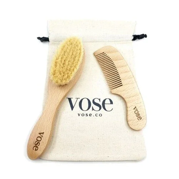 Vose Wooden 2-pcs Soft Baby Hair Brush-comb +0 months