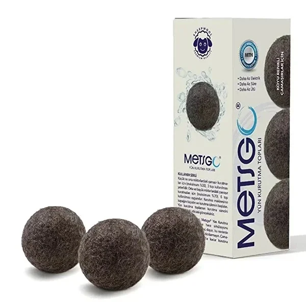 Metsgo Wool Dryer Ball for Dark Colors 3-pcs