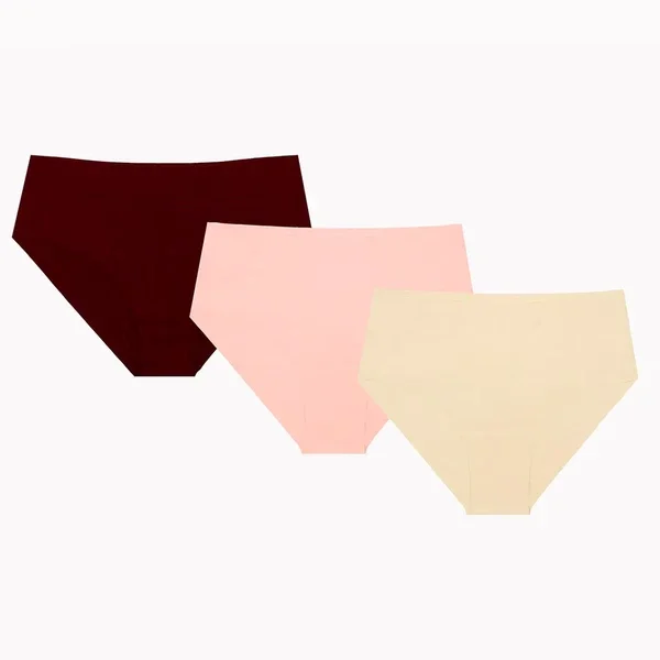 NBB 3-Pack Laser Cut Panties Xl Skin & Claret Red & Dusty Rose