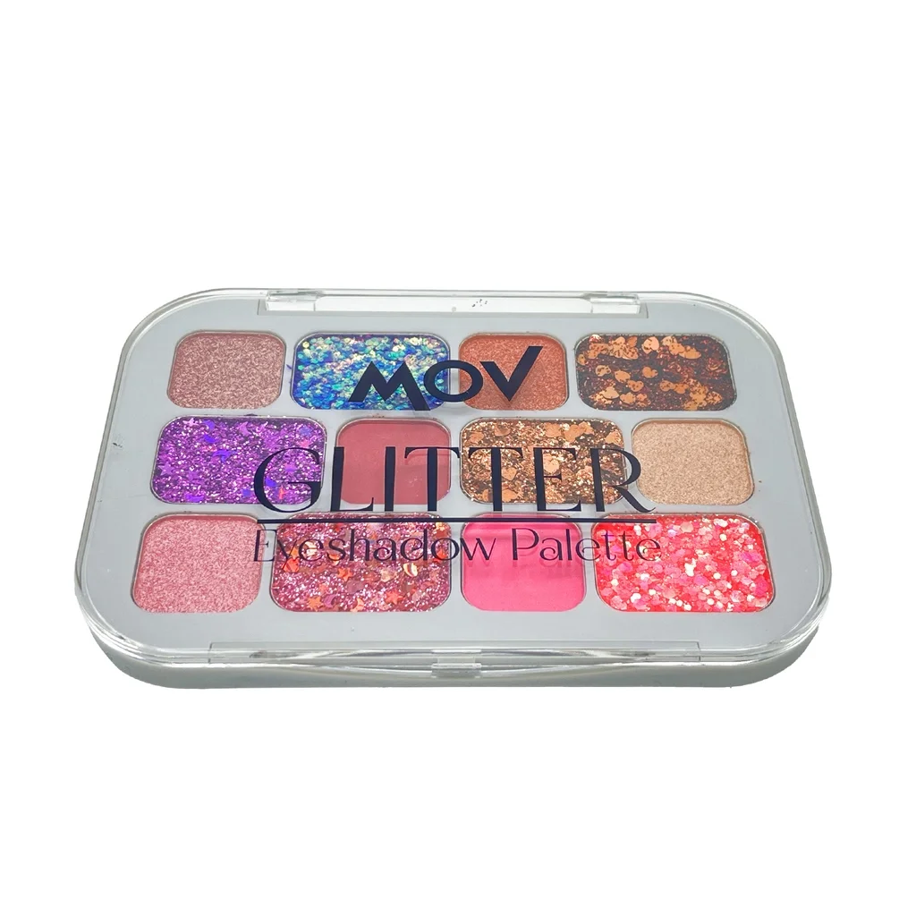 MOV 12-Farben Glitzer Lidschatten Palette Nr. 03 - Kühn &amp; Leuchtend