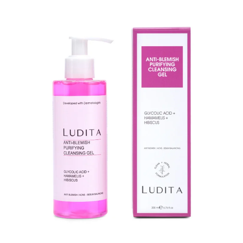 Ludita Purifying Face Wash Gel With Hibiscus Extract For Blemished Skin 200 ml