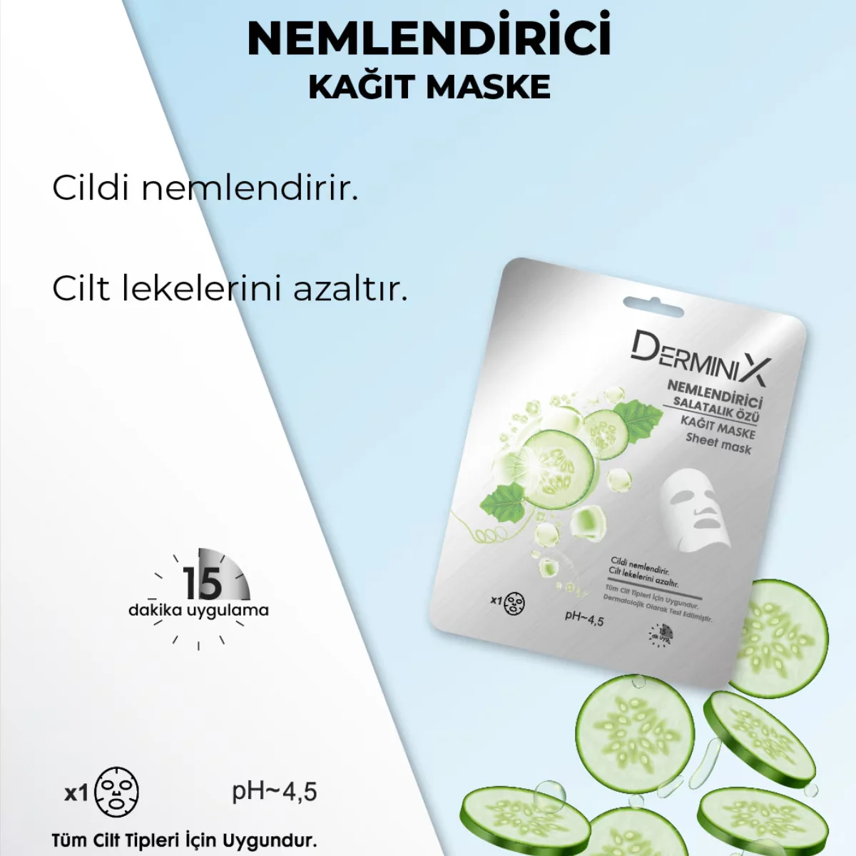 Маска для лица Derminix с огурцом увлажняющая 1 шт.