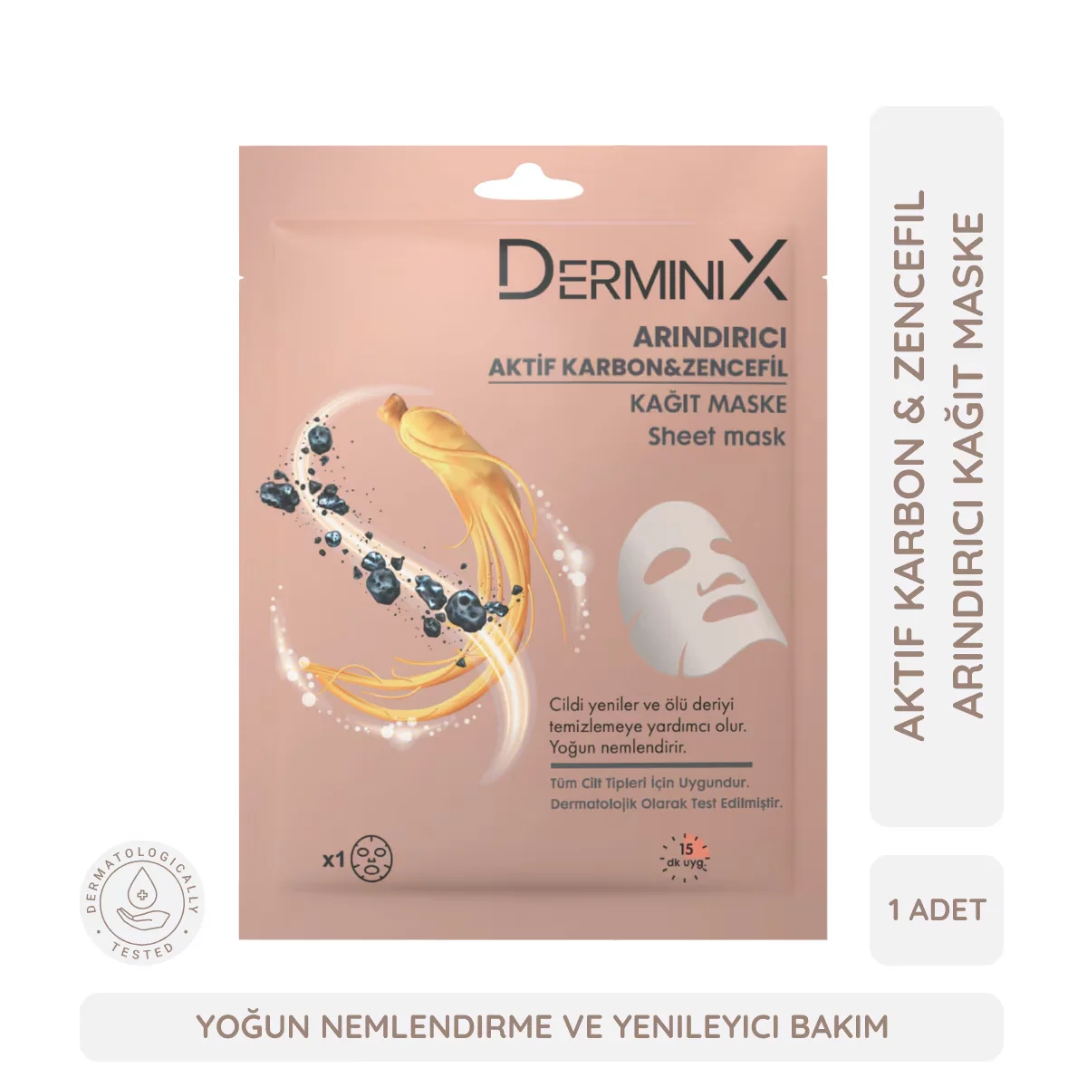 Derminix Purifying Paper Mask Active Carbon And Ginger 1 pcs