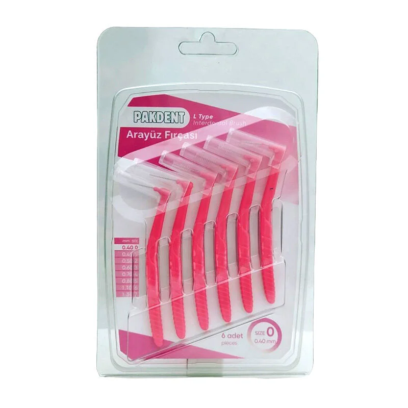 Pakdent l Type Interdental Brush - Pink 0.40 mm