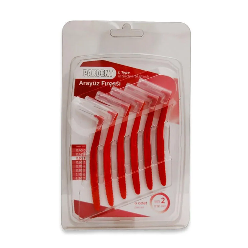 Pakdent l Type Interdental Brush - Red 0.50 mm