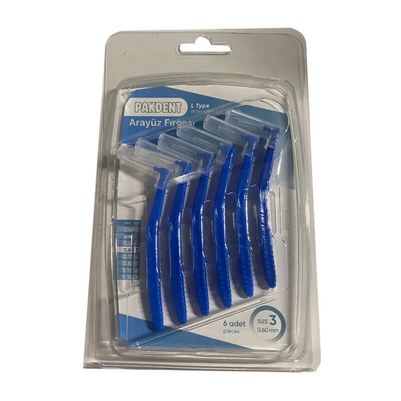 Pakdent l Type Interdental Brush - Blue 0.60 mm