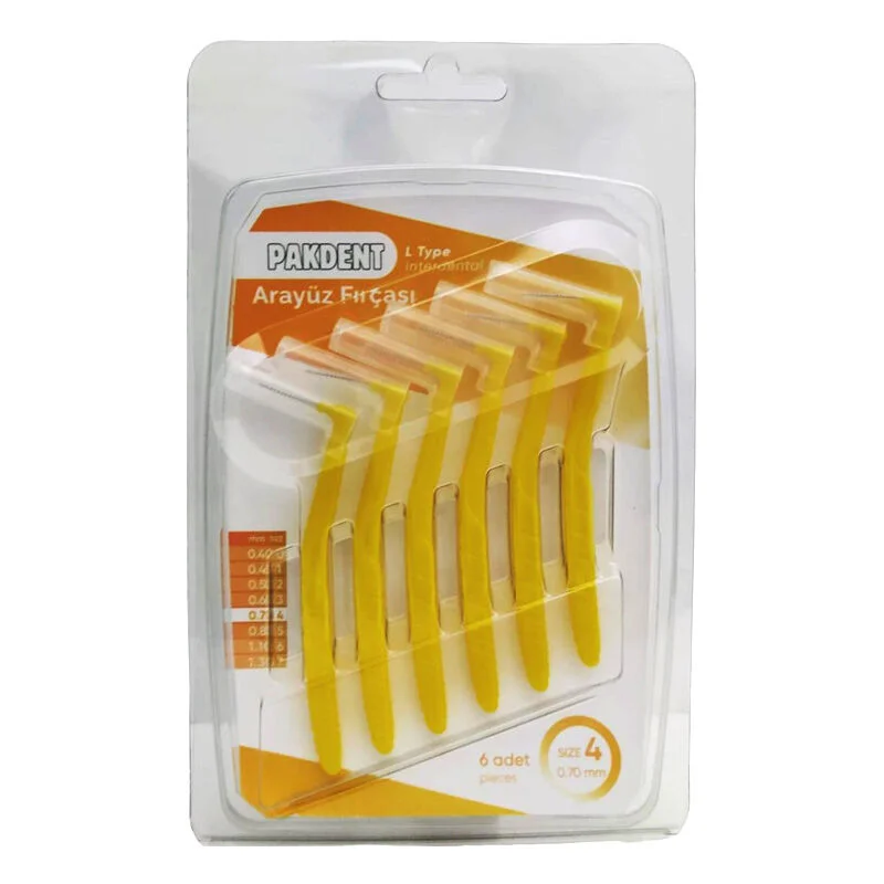 Pakdent l Type Interdental Brush - Yellow 0.70 mm