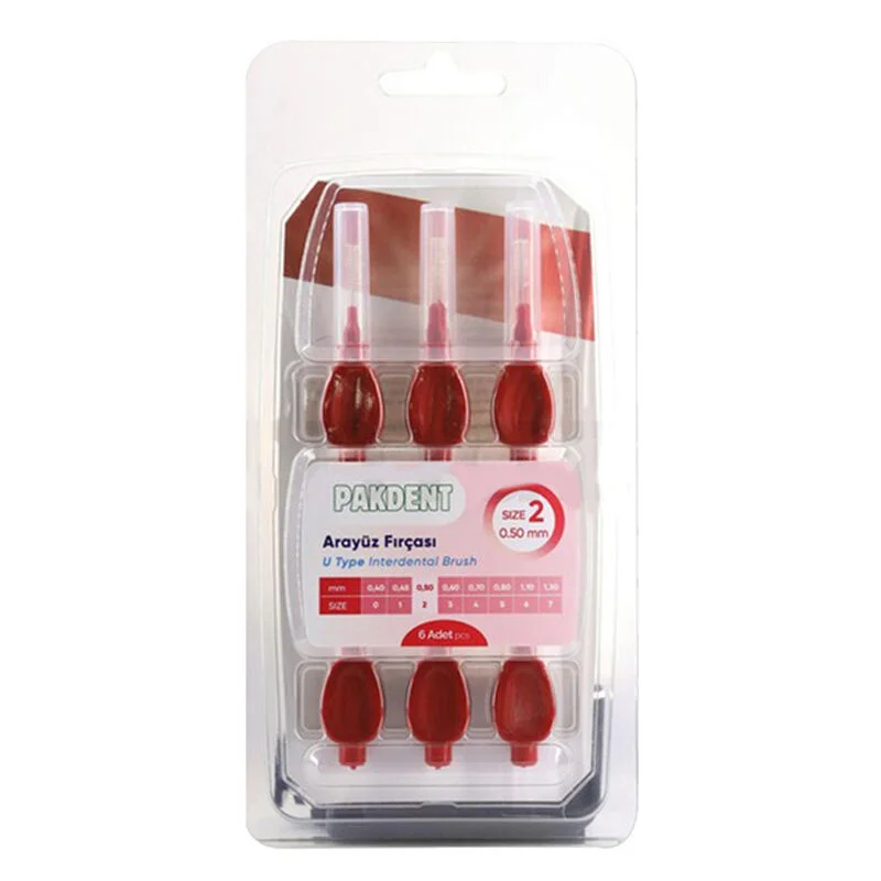 Pakdent Interdental Brush U Type 0.50 mm 6-pcs Pink