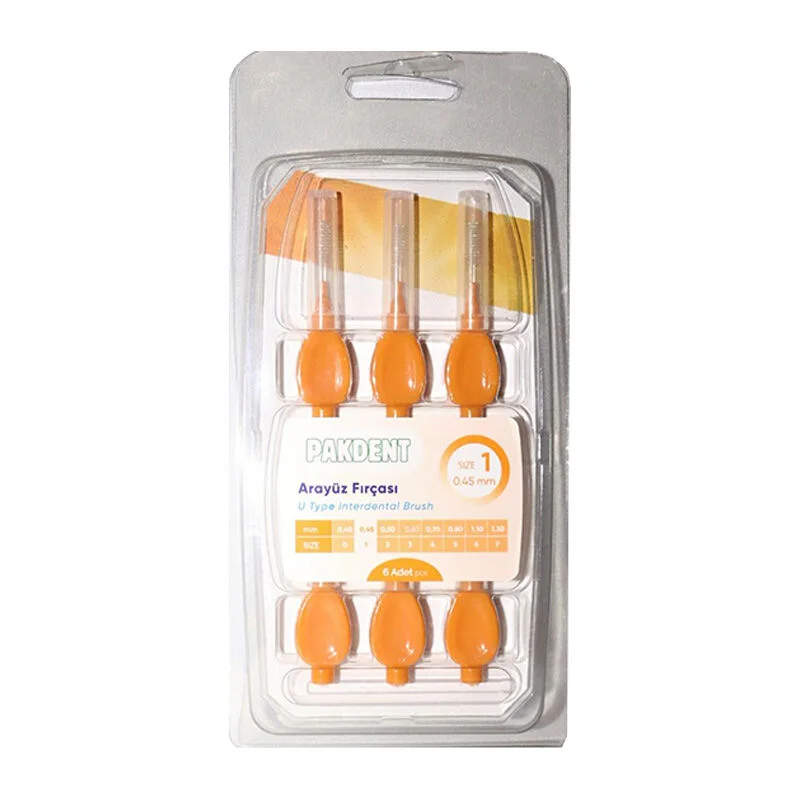 Pakdent Interdental Brush Orange 0.45 mm 6 pcs