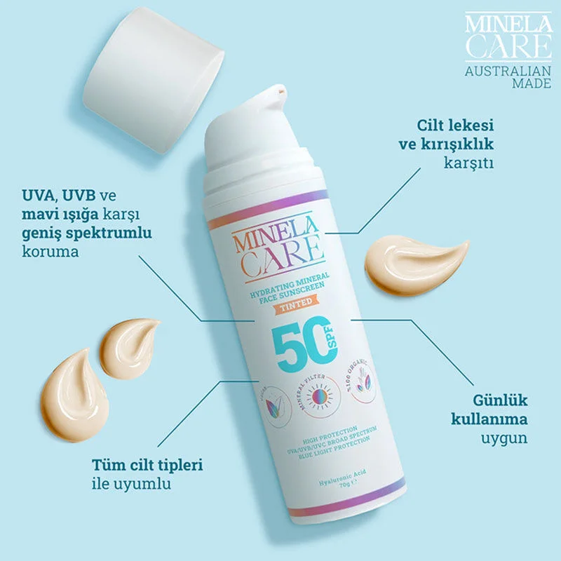 Minela Care كريم مينيلا كير المرطب للوجه بعامل حماية من الشمس 50، 70 غرام