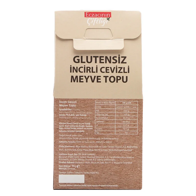 Eczacının Çiftliği Apothecary's Farm Gluten-free Fig And Walnut Fruit Ball 90 gr
