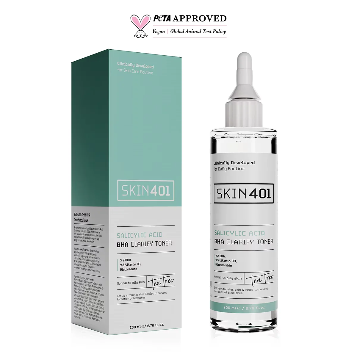 Skin401 Salicylsäure BHA Klärendes Gesichtswasser - 200ml