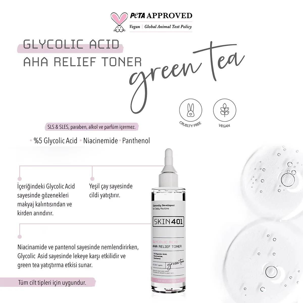 Skin401 AHA Relief Toner mit Glykolsäure 200ml