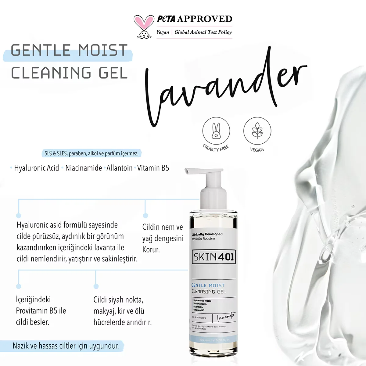 Skin401 Sanftes Feuchtigkeitsreinigungs-Gel - Hydratisierend 200 ml