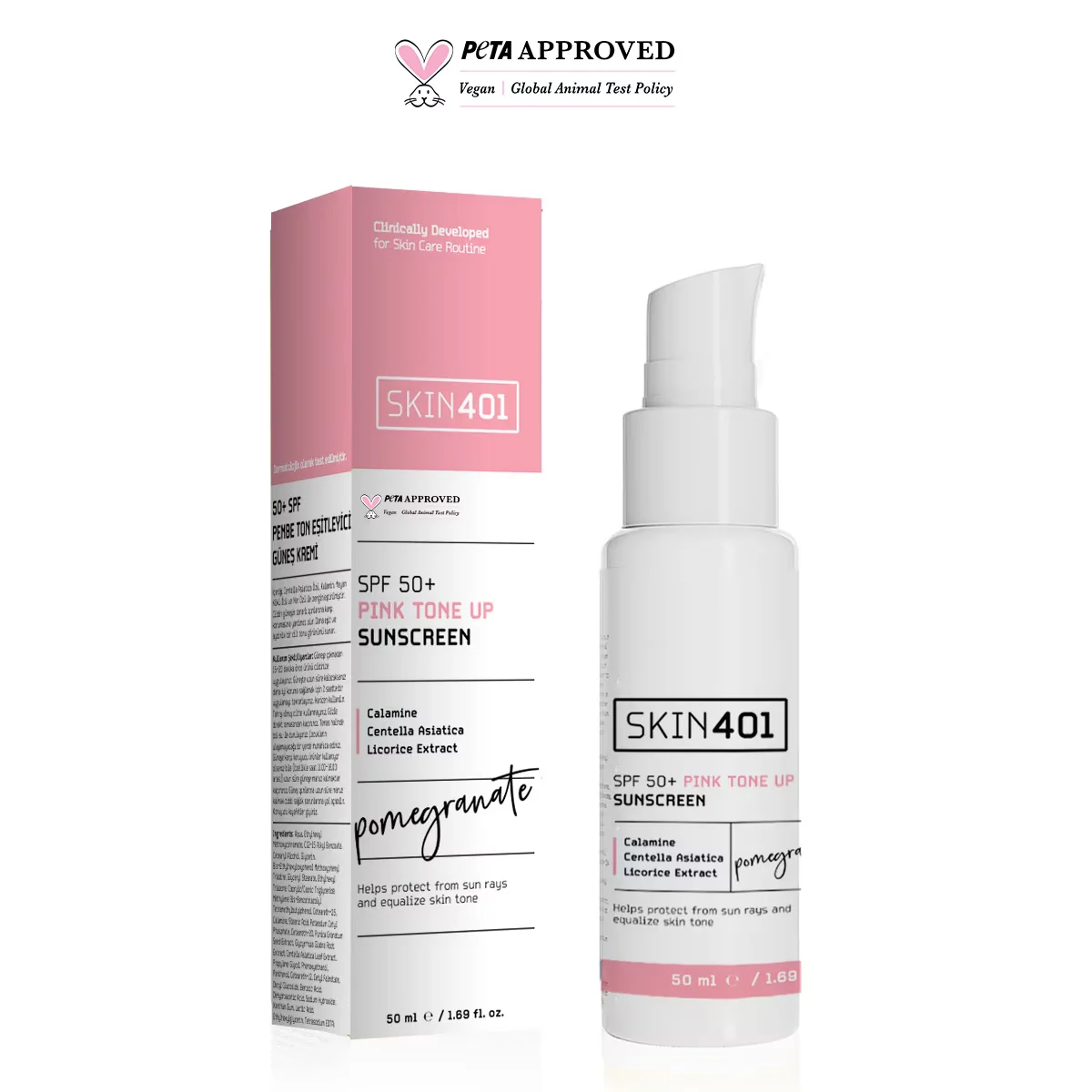 Солнцезащитный крем Skin401 SPF 50 с розовым оттенком 50 мл