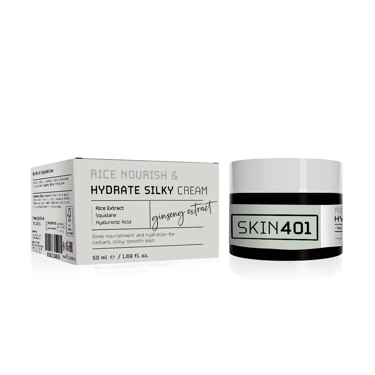 Skin401 كريم مرطب حريري بخلاصة الأرز من سكين 401، 50 مل