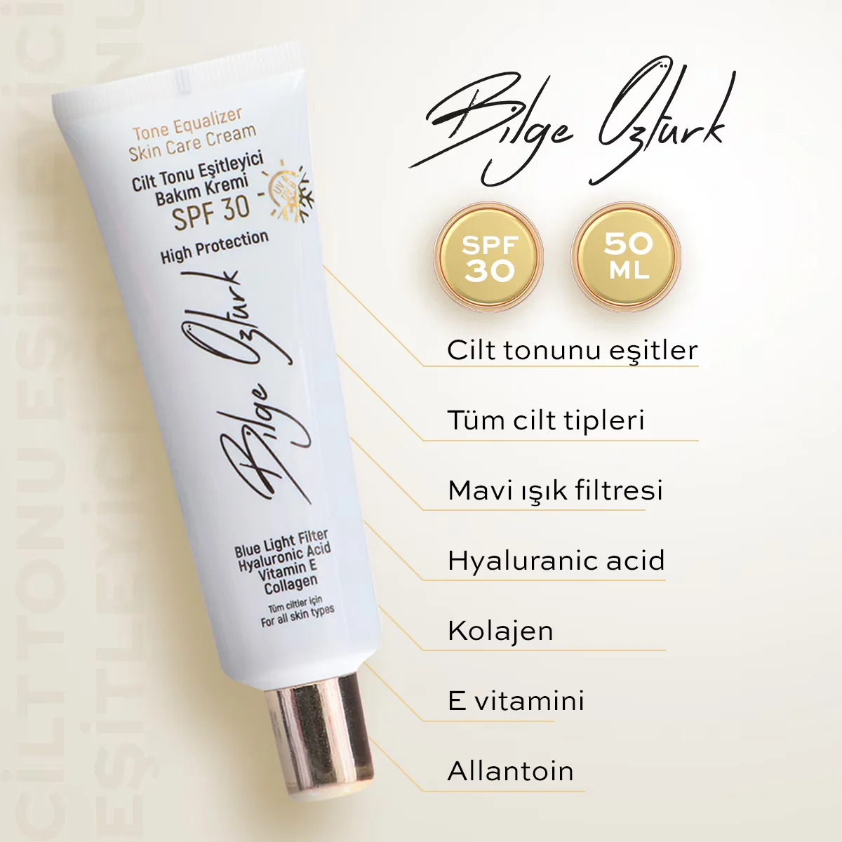 Крем для ухода с тональным выравниванием SPF30 50 мл от Bilge Öztürk