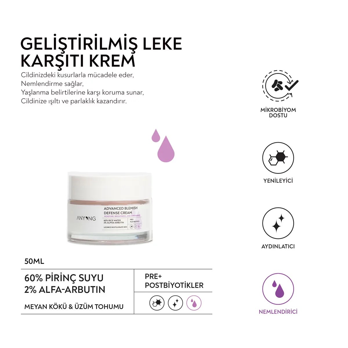 Крем для лица увлажняющий Anyong Advanced Blemish Defense 50 мл