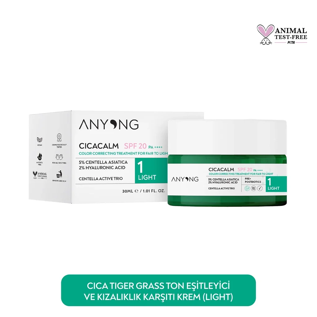 Крем для выравнивания тона и против покраснений Anyong Cica Tiger Grass с SPF 20, 30 мл