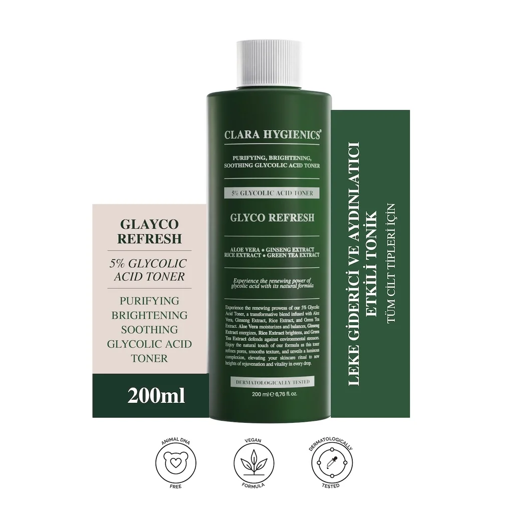 Clara Hygienics Glyco Refresh 5% Glycolic Acid Anti-spot Vegan Face And Body Toner 200 ml