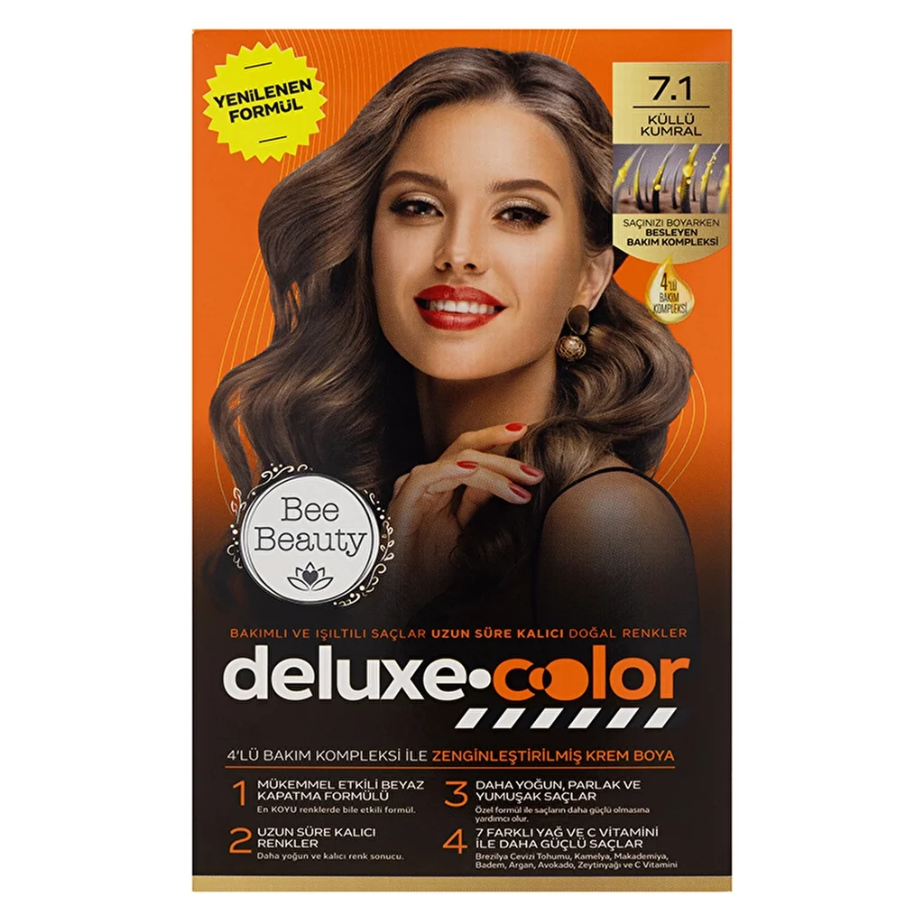 Bee Beauty Deluxe Color Kit Hair Dye 7.1 ashy Auburn