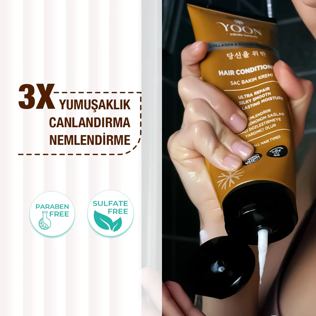 Yoon Biotin B7 &amp; Collagen Moisturizing Nourishing And Repairing Vegan Hair Care Cream 200 ml