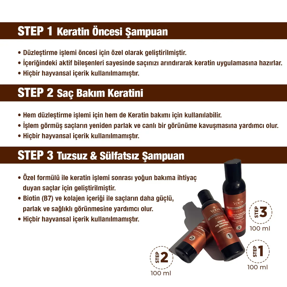 Yoon Brazilian Blow Dry Hair Straightening &amp; Keratin Botox Strengthening And Nourishing Home Keratin Care Set (3 x 100 ml)
