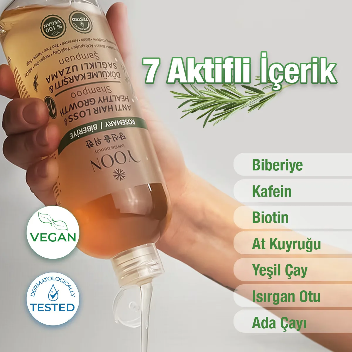 Yoon Anti Hair Loss Helps Fast Hair Growth 7 active Rosemary Salt-free Shampoo 400 ml