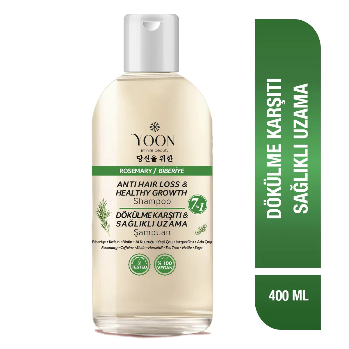 Yoon Anti Hair Loss Helps Fast Hair Growth 7 active Rosemary Salt-free Shampoo 400 ml