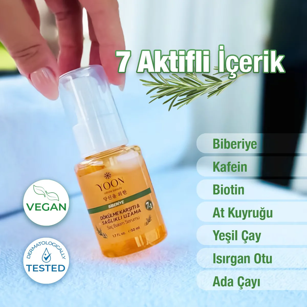 Yoon Anti Hair Loss Helps Fast Hair Growth 7 active Rosemary Hair Care Scalp Serum 50 ml