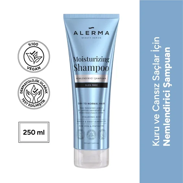 Alerma Moisturizing Shampoo 250ml - Sulfate-Free, Vegan, Hydrating