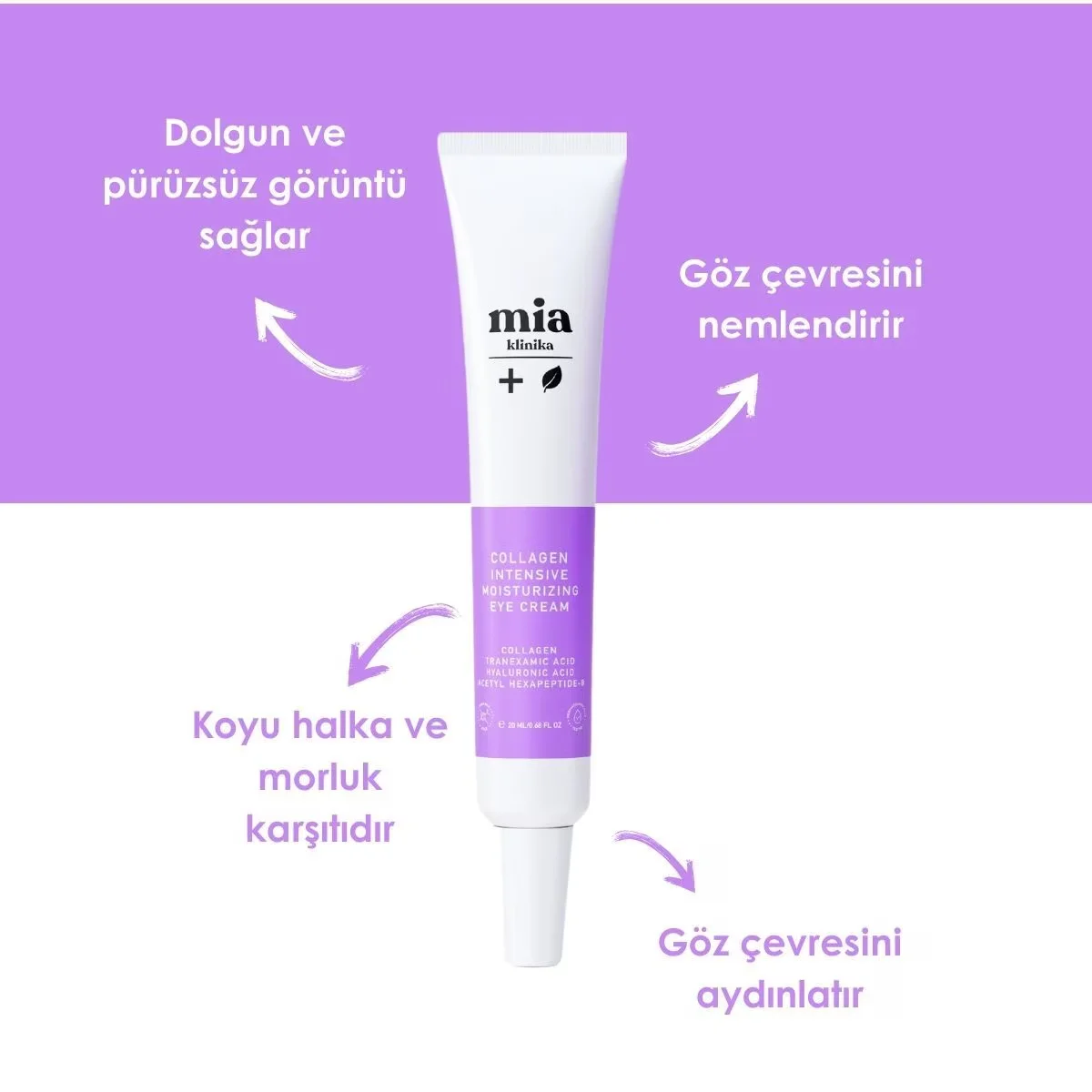 Mia Klinika Kollagen Augencreme - Anti-Aging &amp; Linderung von dunklen Augenringen