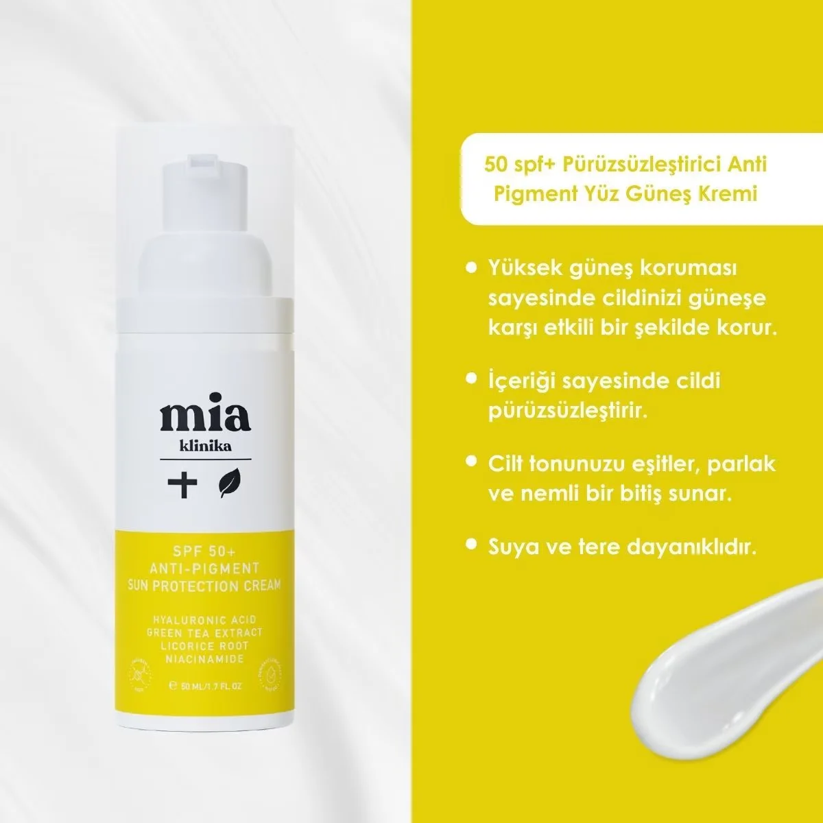 Mia Klinika 50 spf+ Anti-wrinkle And Anti-blemish Anti-pigment Face Sun Cream 50 ml