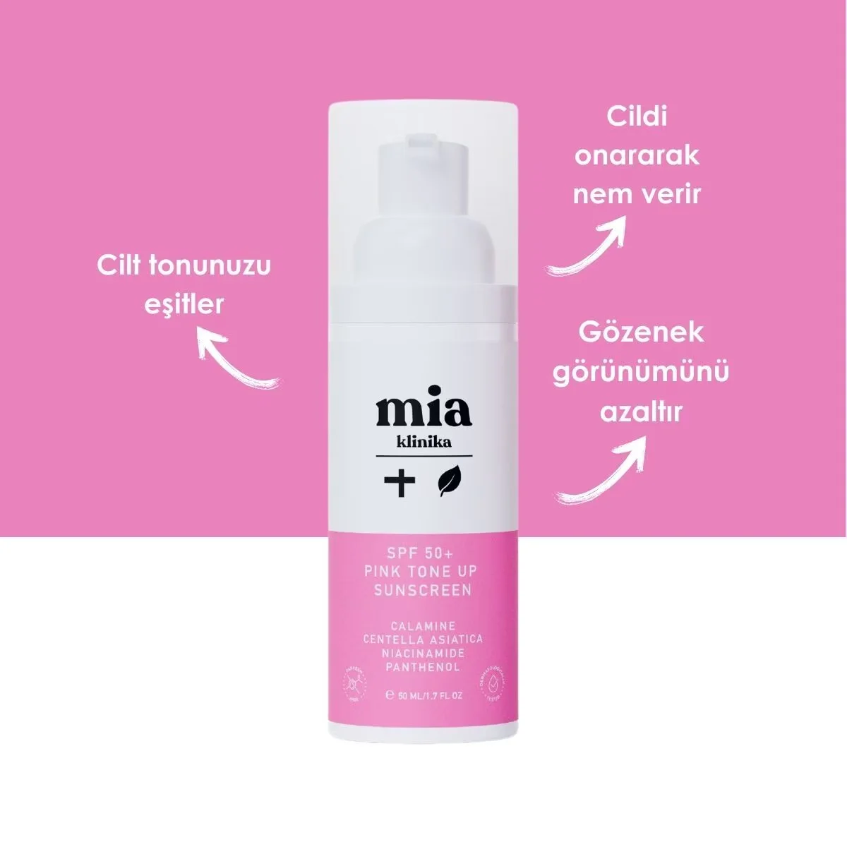 Mia Klinika 50+ Spf Pink Tone Up Tone Equalizing Pink Face Sun Cream 50 ml