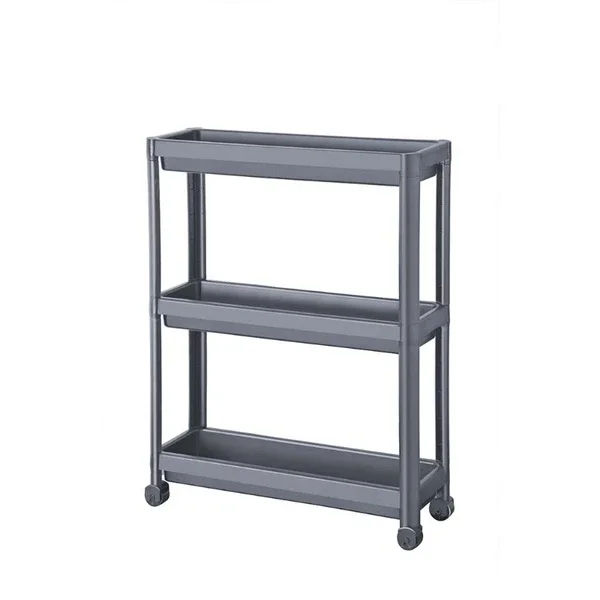 Decobella Anthracite 3 tier Narrow Shelf On Wheels
