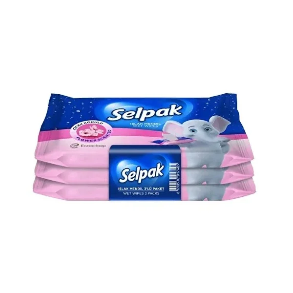 Selpak Cotton Soft Wet Pocket Wipes - 3 Pack, Fresh Scent