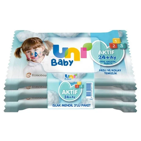 Uni Baby Active Extra Hygiene Wet Pocket Wipes 3 x15 pcs