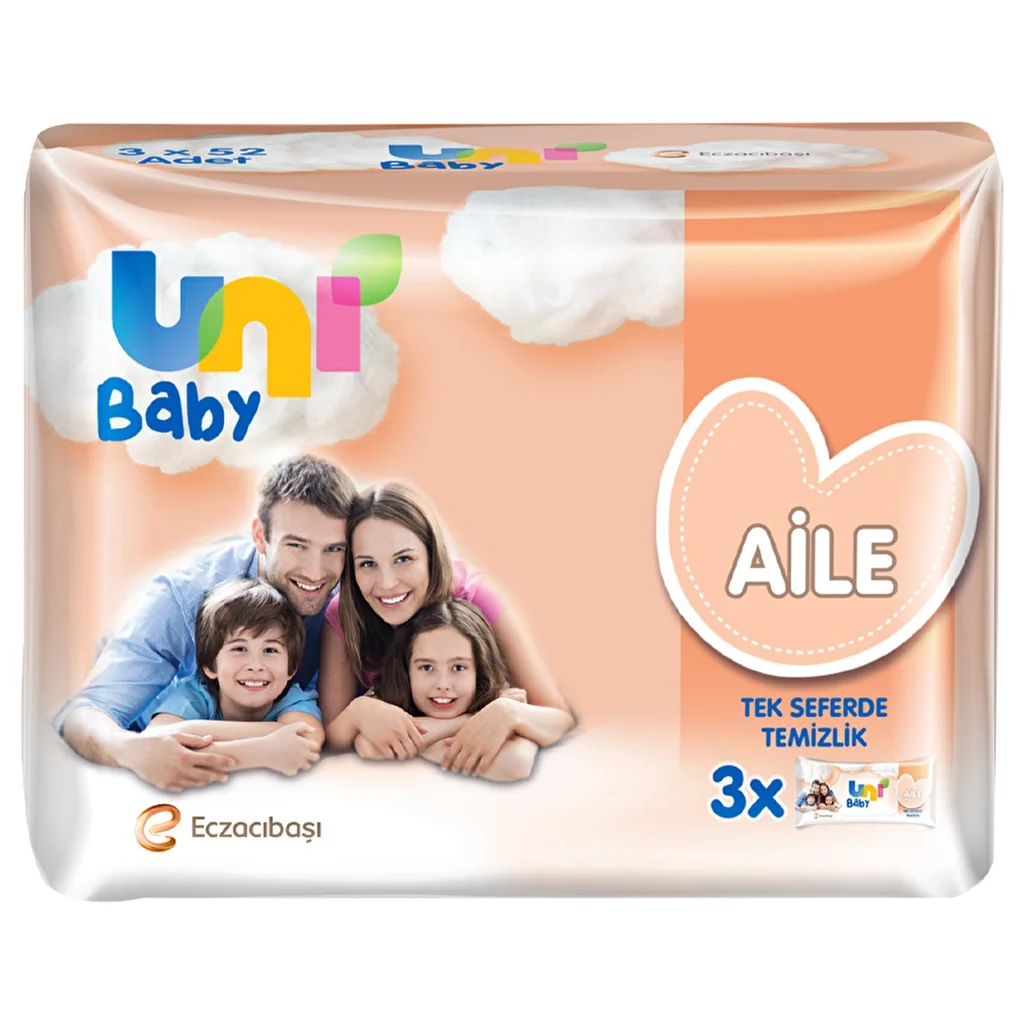Uni Baby Family Wet Wipes 3 pack 156 sheets