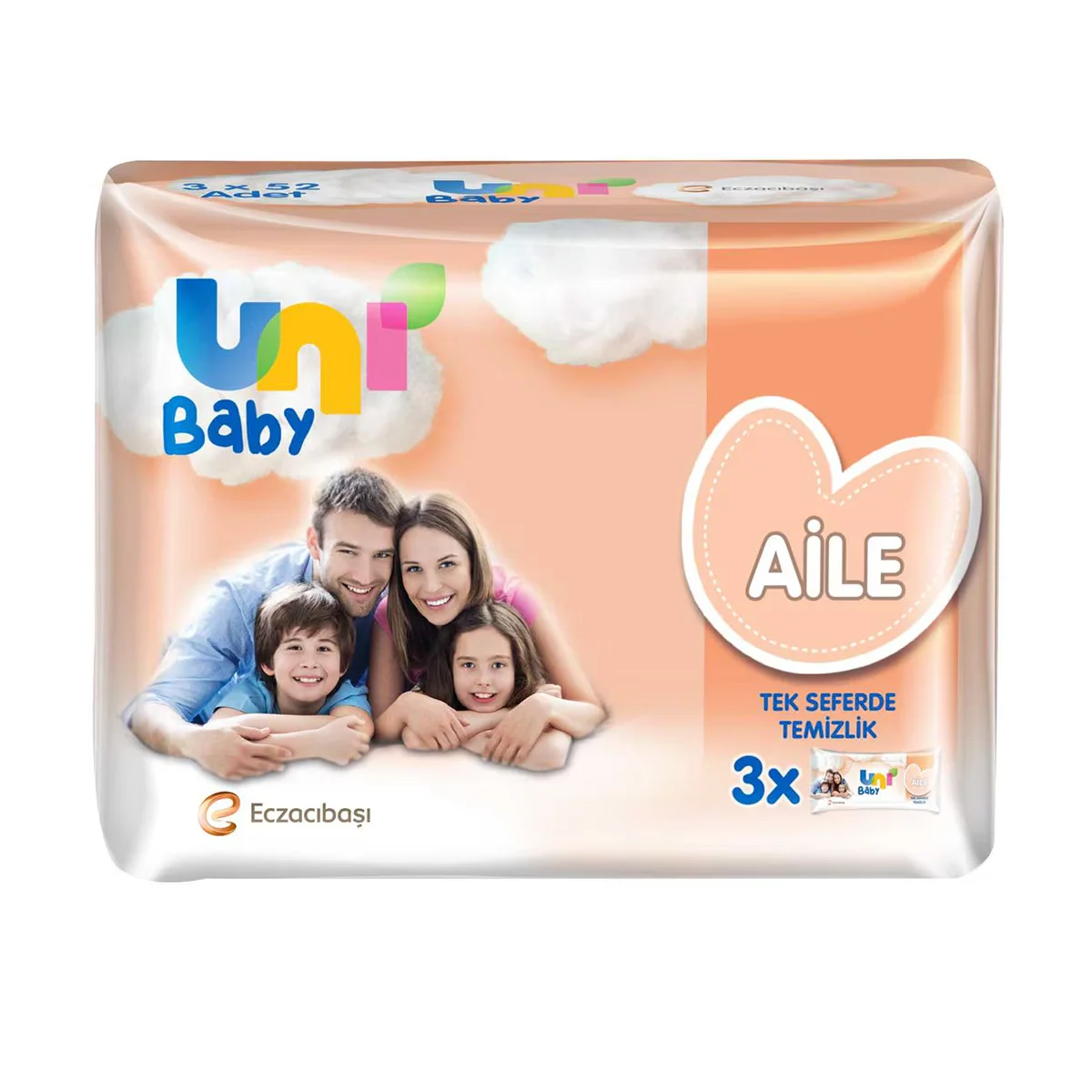 Uni Baby Family Wet Wipes 3 pack 156 sheets