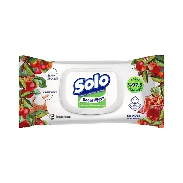Solo Natural Hygiene Apple Cider Vinegar & Baking Soda Wet Wipes 50 pcs