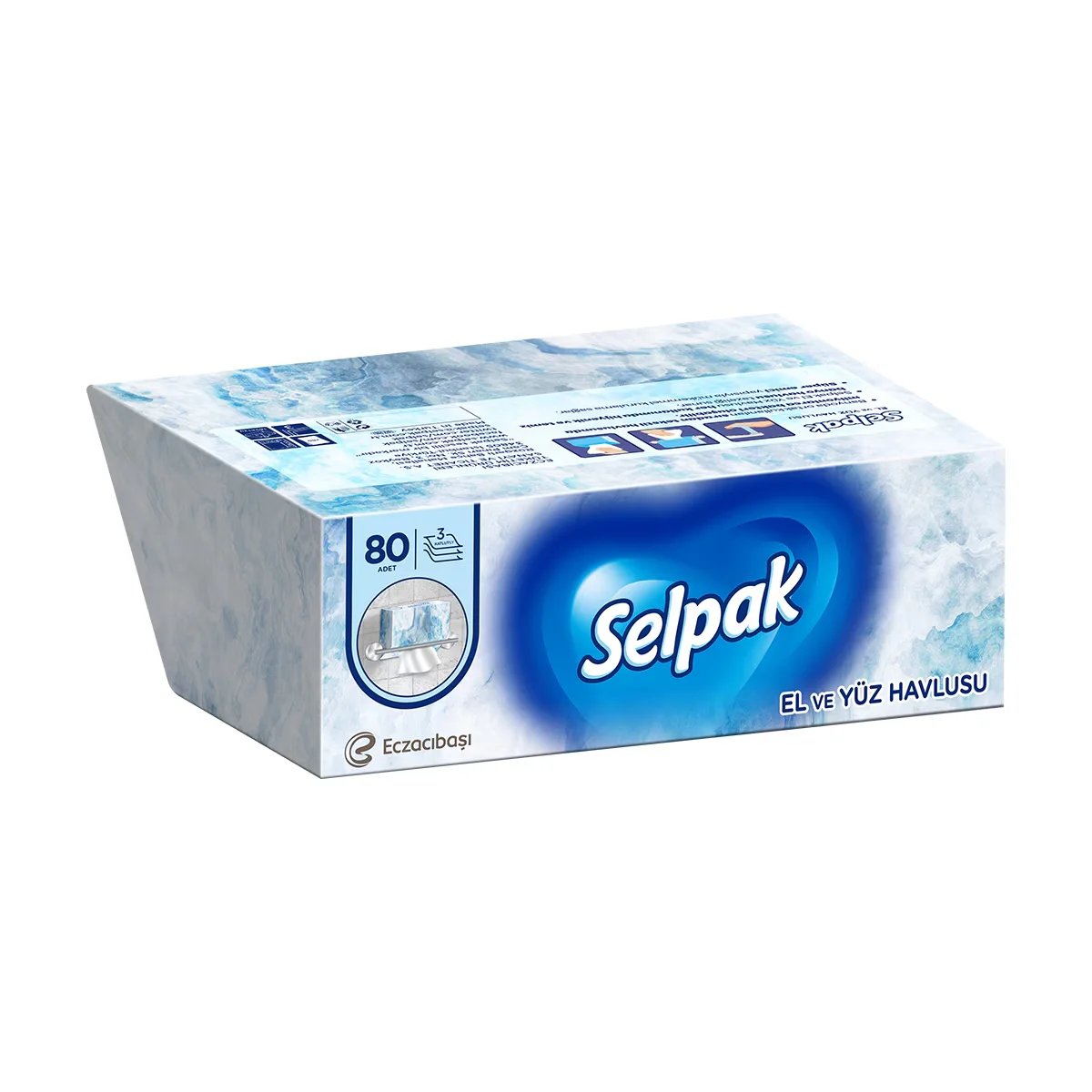 Салфетки для рук и лица Selpak 80 шт (ассорти)