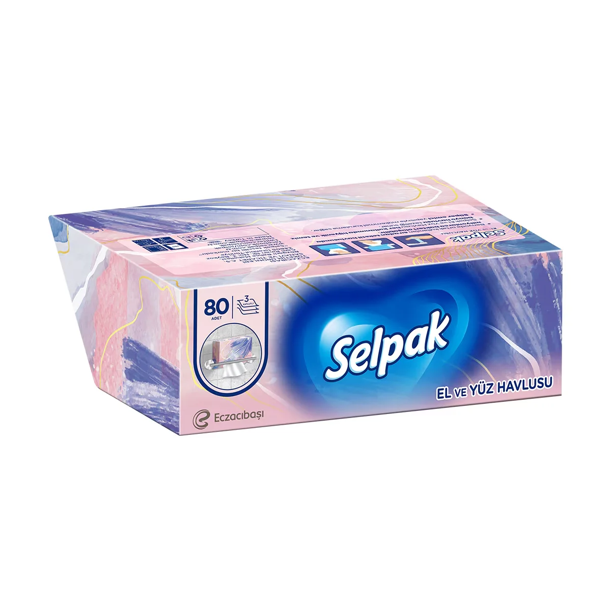 Салфетки для рук и лица Selpak 80 шт (ассорти)