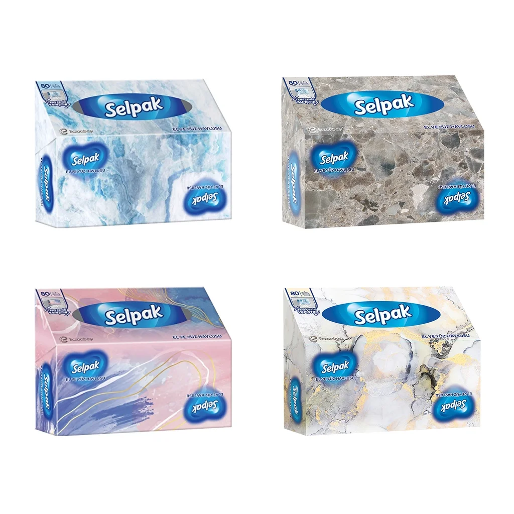 Салфетки для рук и лица Selpak 80 шт (ассорти)
