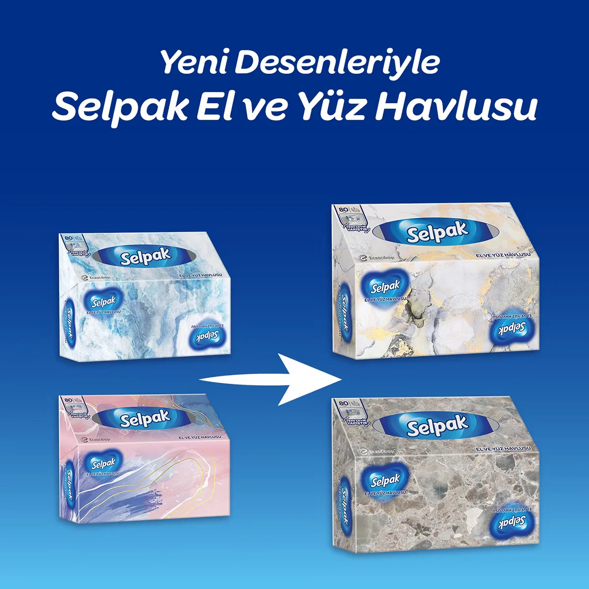 Салфетки для рук и лица Selpak 80 шт (ассорти)
