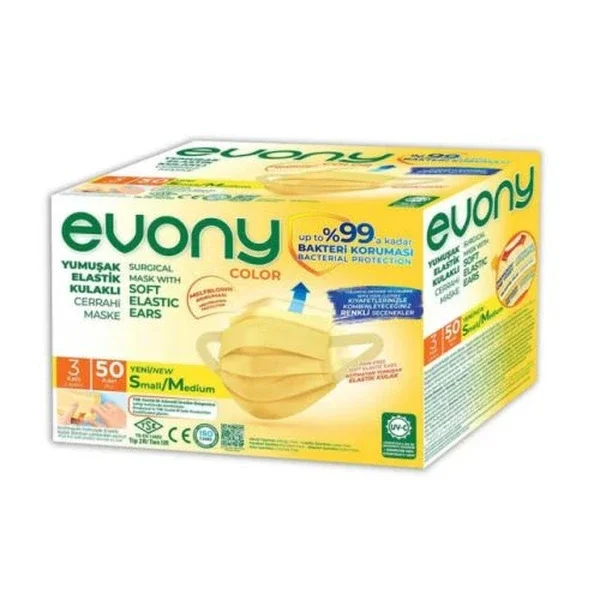 Evony 3 layer Mask 50 pcs - Yellow