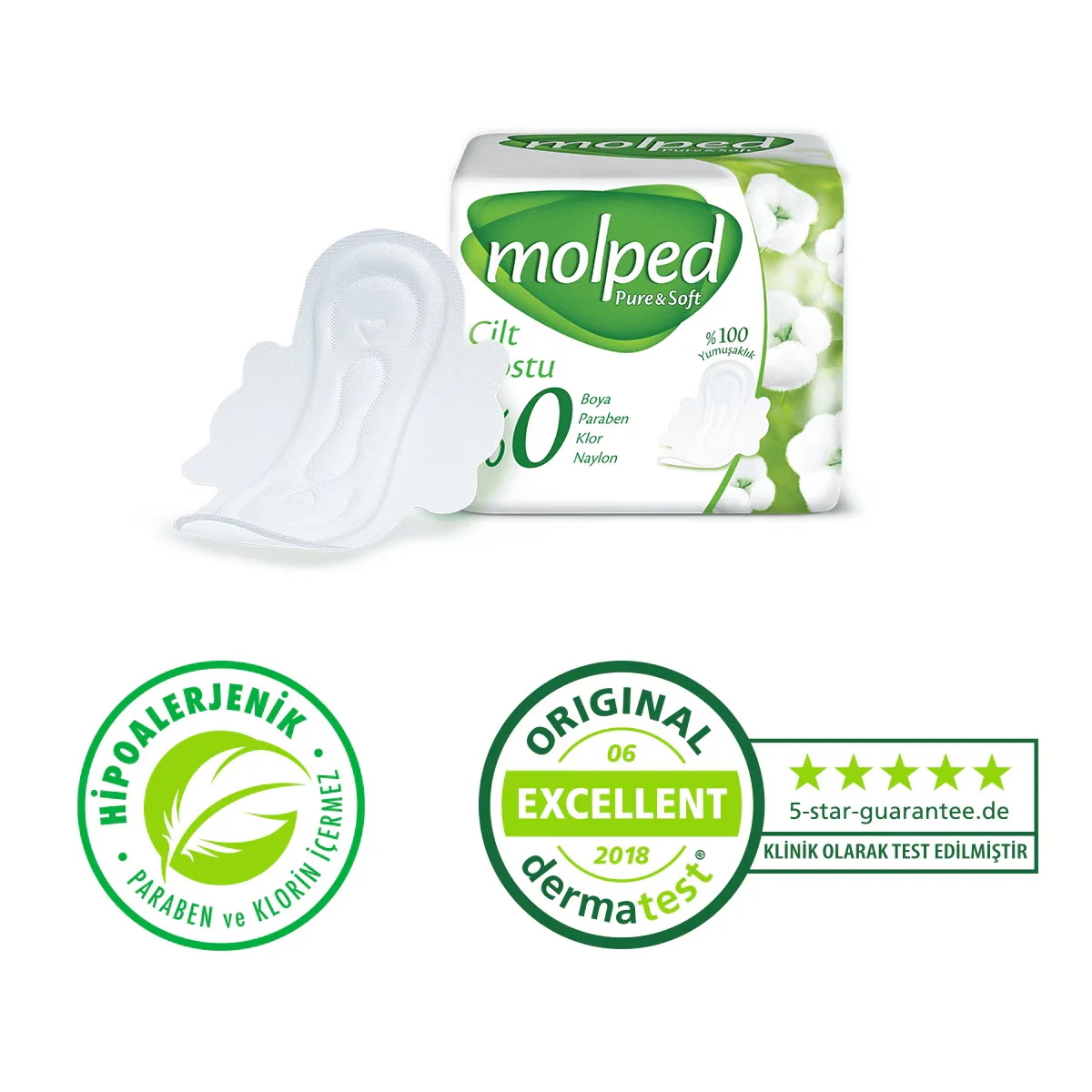 Molped Pure &amp; Soft Bio-Baumwollbinden - 24 umweltfreundliche Stück