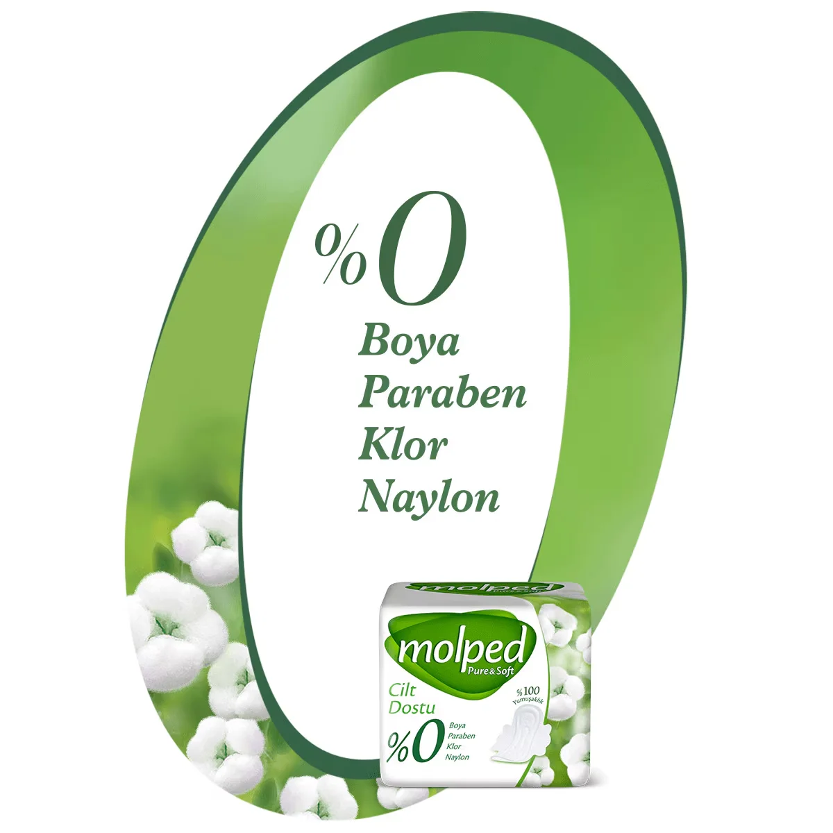 Molped Pure &amp; Soft Bio-Baumwoll-Nachtbinden - 16 Stück